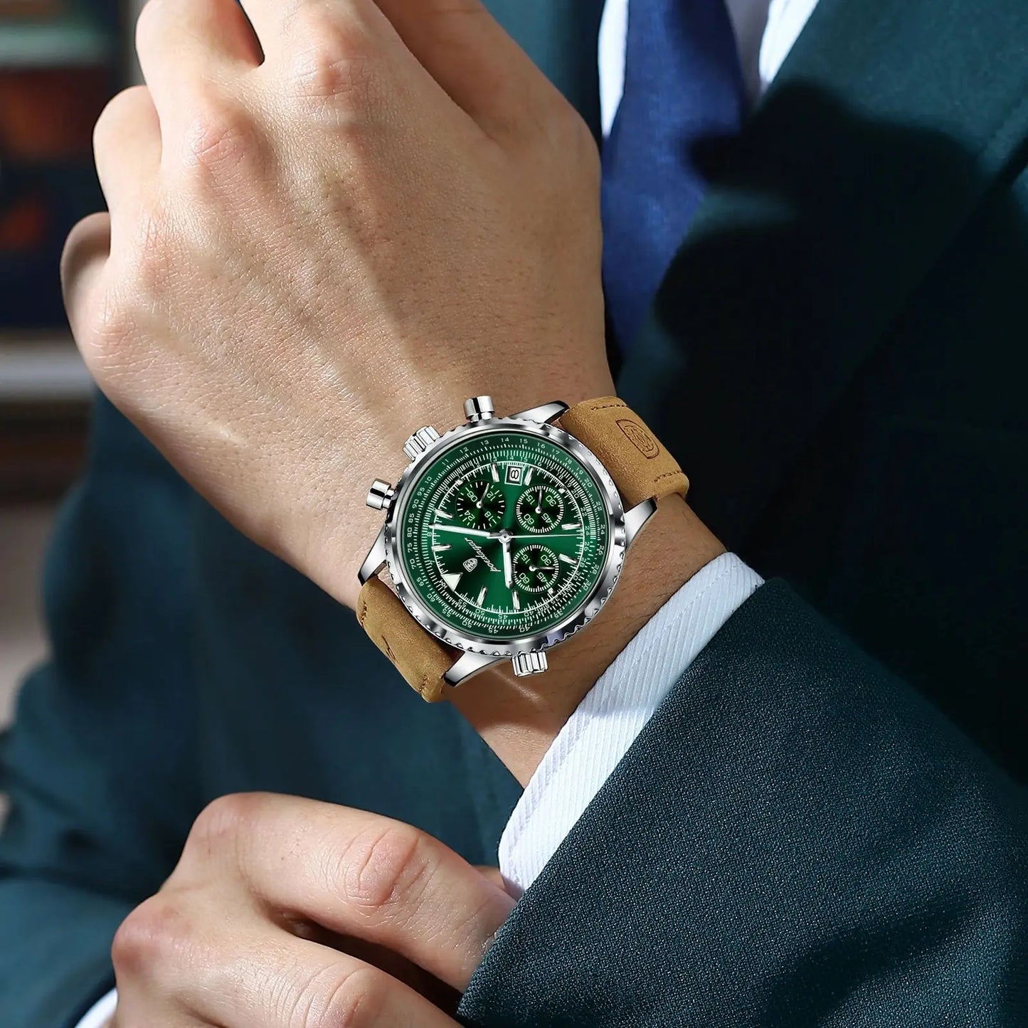 Luxury Man Watch Quartz Waterproof Luminous Date Chronograph Leather Men Wristwatch Military Sports Men's Watches Reloj