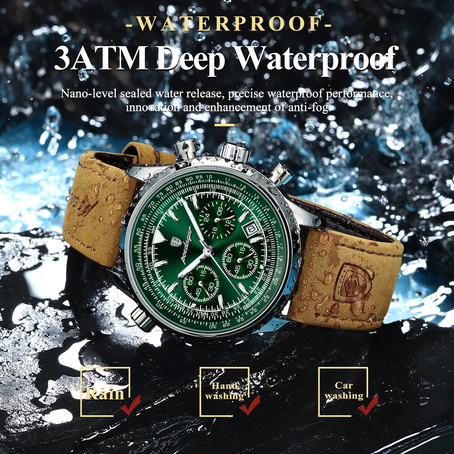Luxury Man Watch Quartz Waterproof Luminous Date Chronograph Leather Men Wristwatch Military Sports Men's Watches Reloj
