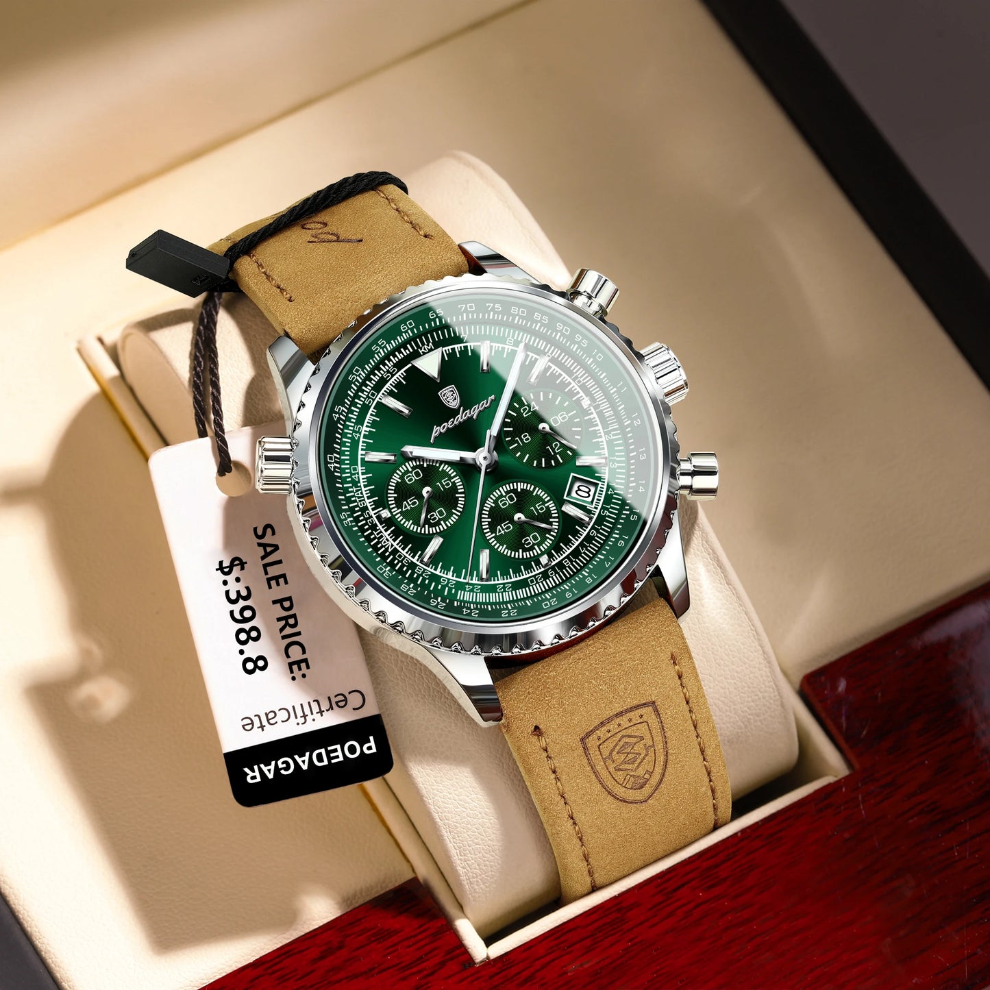 Luxury Man Watch Quartz Waterproof Luminous Date Chronograph Leather Men Wristwatch Military Sports Men's Watches Reloj