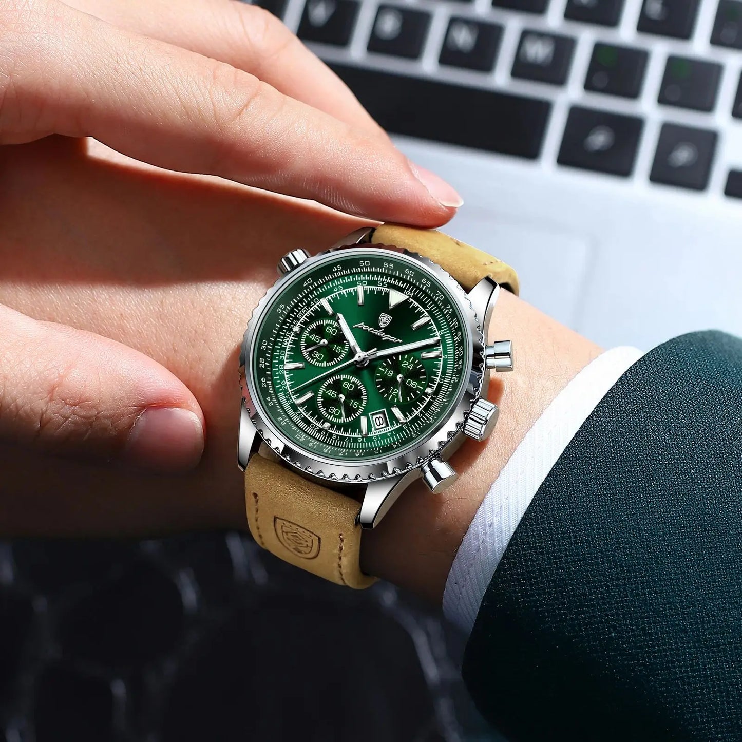Luxury Man Watch Quartz Waterproof Luminous Date Chronograph Leather Men Wristwatch Military Sports Men's Watches Reloj